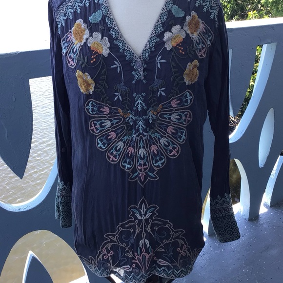 Johnny Was Long Sleeved Tunic Blouse Top - Picture 3 of 14